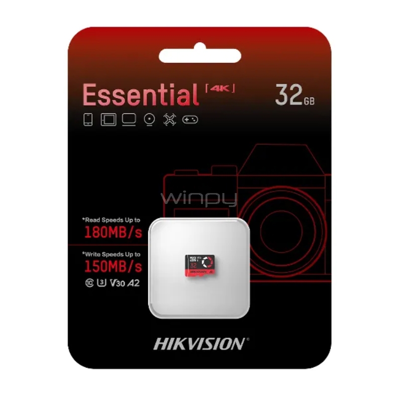 Tarjeta MicroSD Hikvision Essential de 32GB (Clase 10, V30, SDXC, hasta 180 MB/s)
