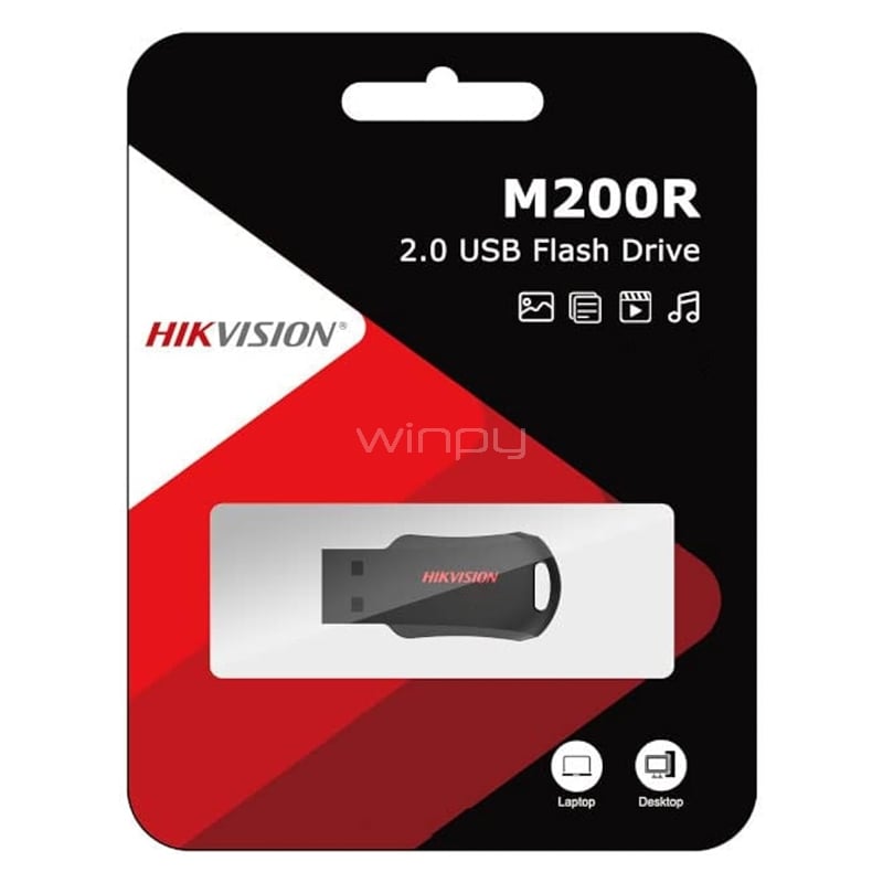 Pendrive Hikvision M200R de 64GB (USB 2.0, Negro)