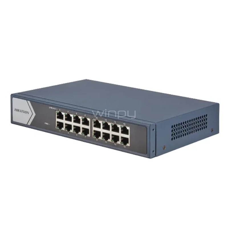 Switch Hikvision DS-3E0516-E B de 16 Puertos (Gigabit, 32 Gbps)