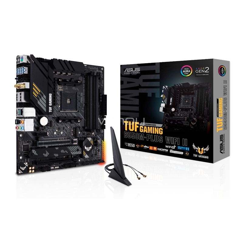 Placa Madre ASUS TUF GAMING B550M-PLUS WIFI II (AM4, DDR4 2133/4866MHz, M.2 x2, RGB, microATX)