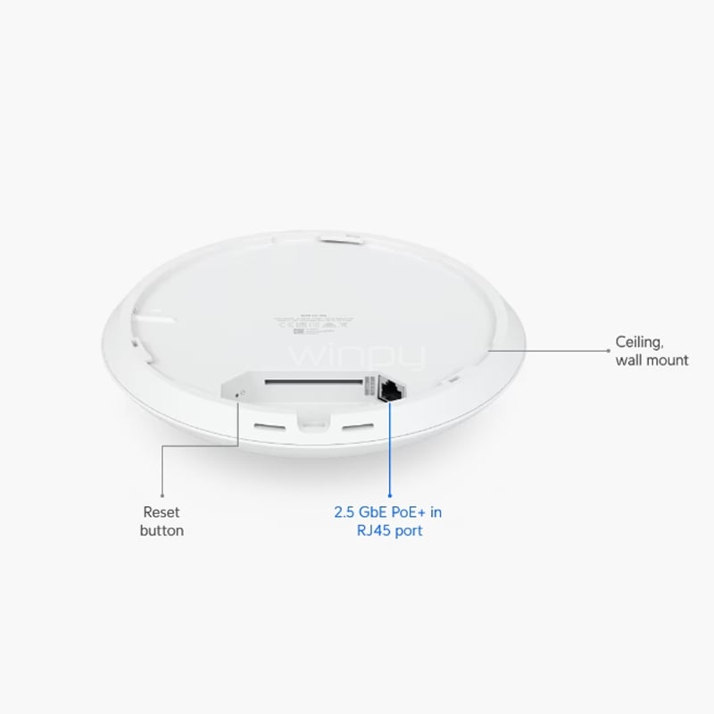 Punto de Acceso Ubiquiti U7 Pro (Tri-Band, Wi-Fi 7, 6GHz, 9.3Gbps, PoE+)