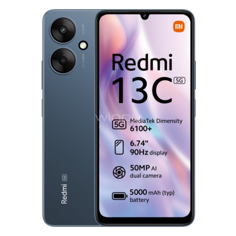 Celular Xiaomi Redmi 13C 5G de 6.7“ (OctaCore, 4GB RAM, 128GB Internos, Twilight Blue)