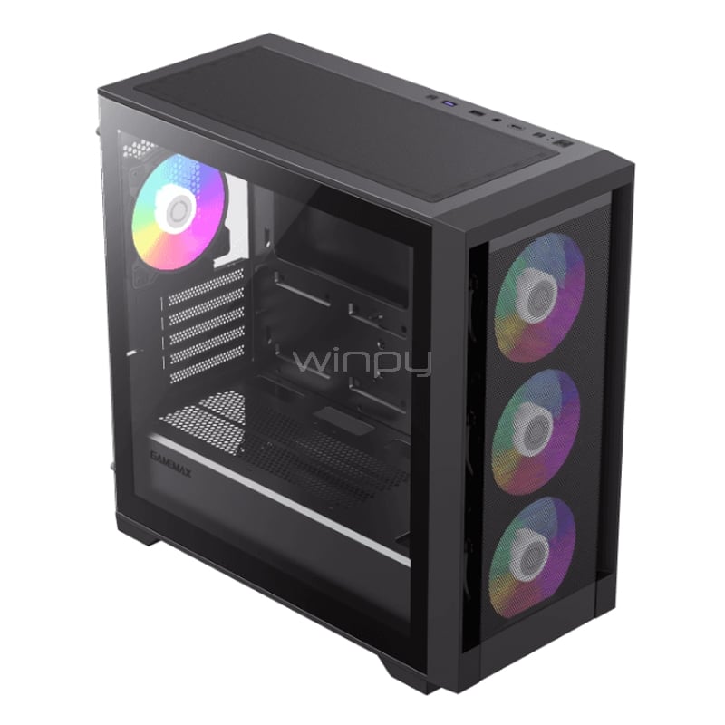 Gabinete Gamer Gamemax Defender Mesh (MicroATX, Vidrio Templado, 4 Ventiladores ARGB)