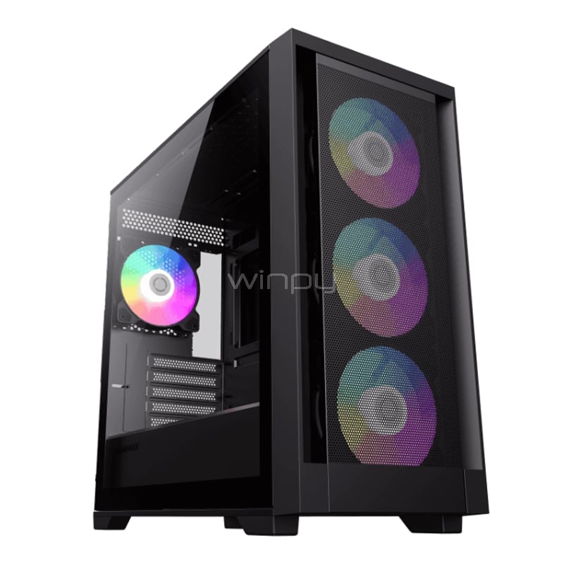 Gabinete Gamer Gamemax Defender Mesh (MicroATX, Vidrio Templado, 4 Ventiladores ARGB)