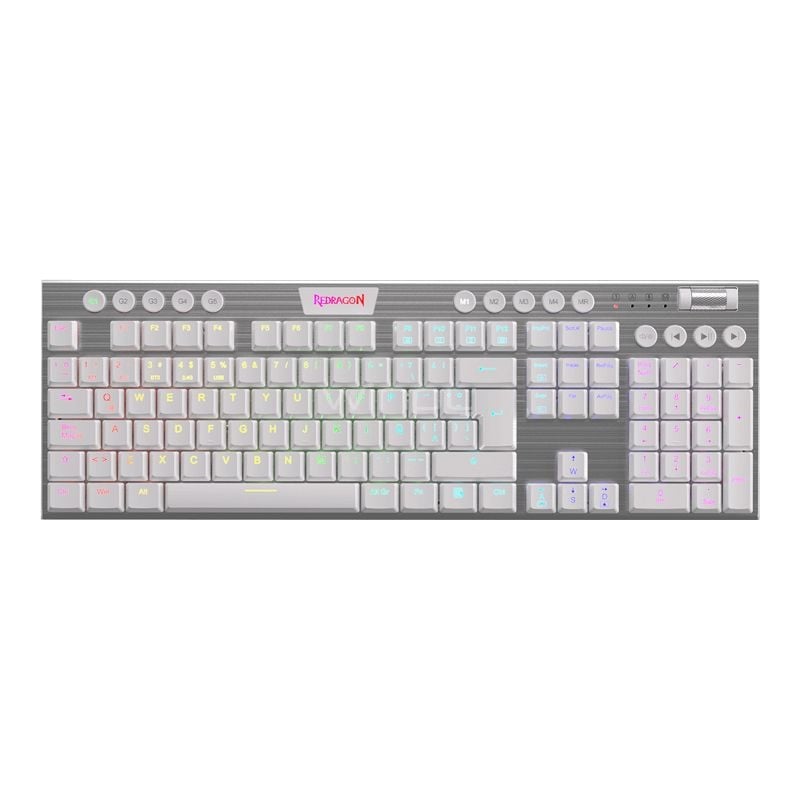 Teclado Mecánico Redragon Horus K618 RGB (Switch Red, Dongle USB/ Bluetooth, Español, Blanco)