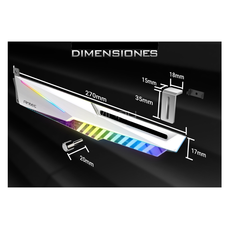 Soporte para Tarjeta Gráfica Antec Dagger (Ajustable, hasta 130mm, Blanco)