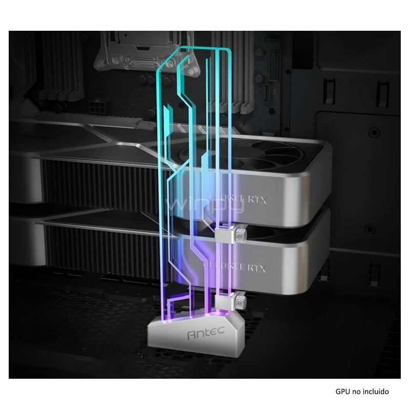 Soporte para Tarjeta Gráfica Vertical Antec ARGB (Base Vidrio, Templado)