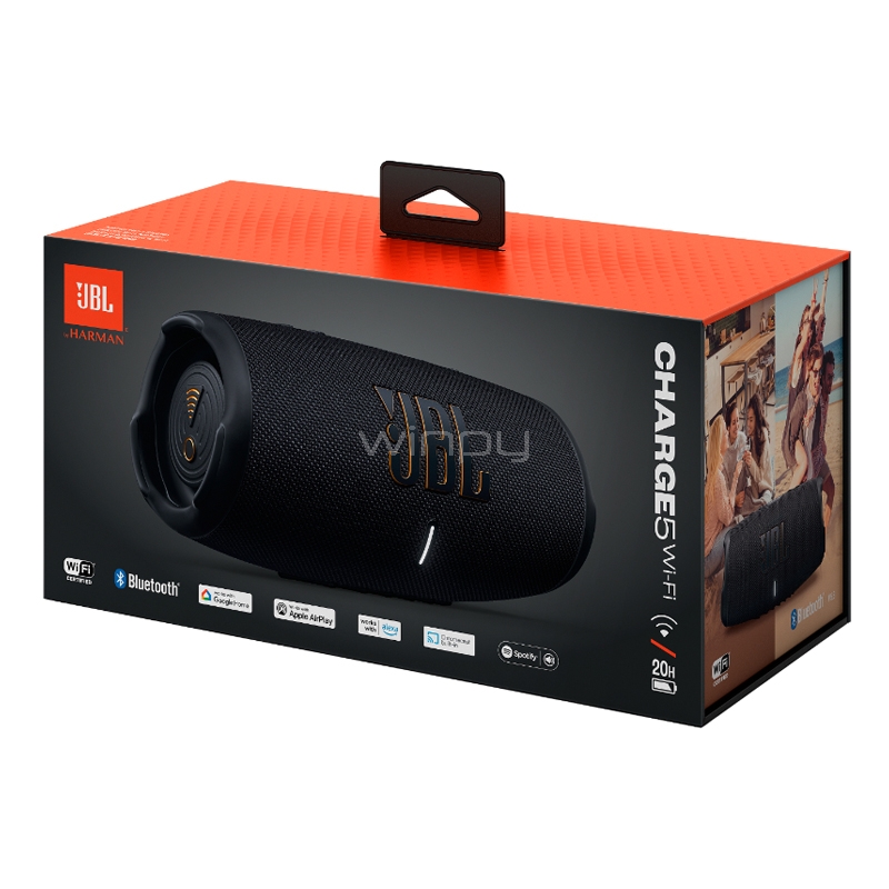 Parlante Inalámbrico JBL Charge 5 (40W RMS, Wi-Fi/Bluetooth, IP67, Negro)
