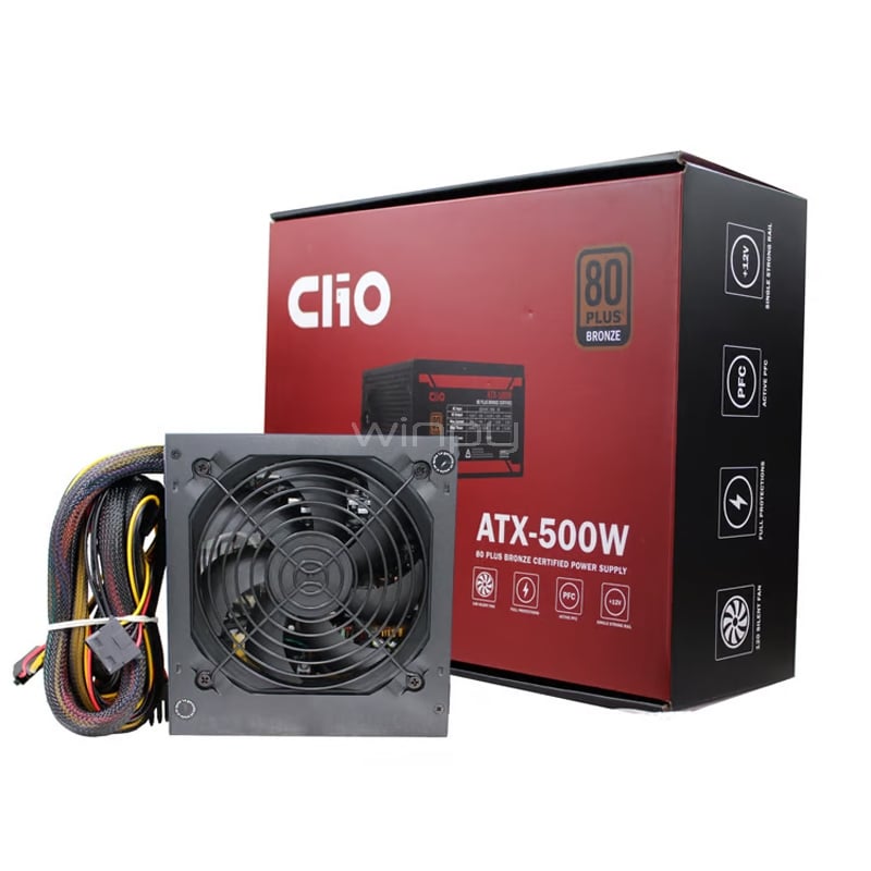 Fuente de Poder Clio de 500W (Certificada 80+ Bronce, ATX)