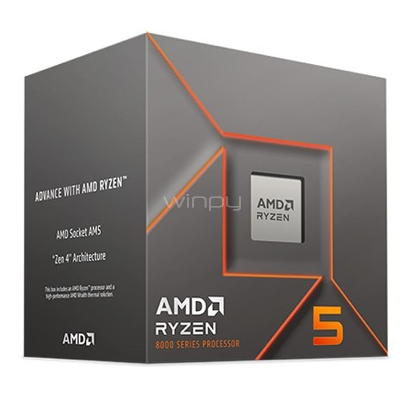 Procesador AMD Ryzen 5 8400F (AM5, 6 Cores, 12 Hilos, 4.2/4.7GHz, Sin Video)