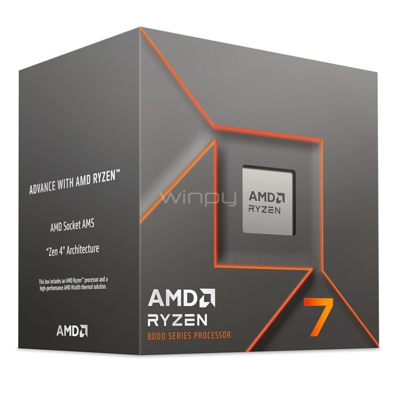Procesador AMD Ryzen 7 8700F (AM5, 8 Cores, 16 Hilos, 4.1/5.0GHz, Sin Video)