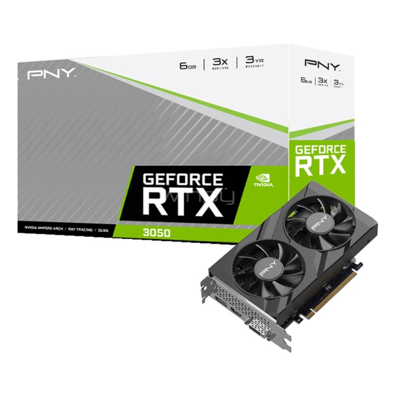 Tarjeta de Video PNY GeForce RTX 3050 Verto Dual Fan de 6GB GDDR6