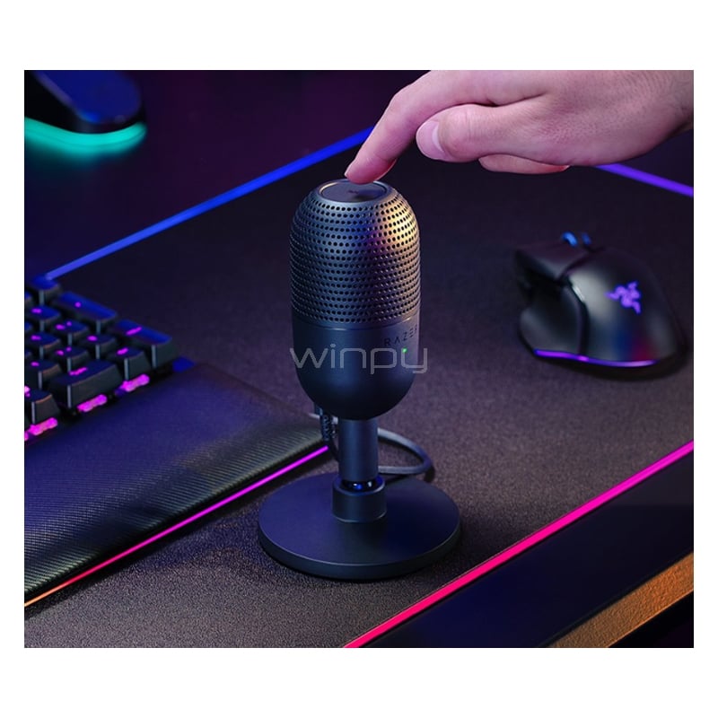 Micrófono Gamer Razer Seiren V3 Mini (Supercardiode, USB, Silenciador Táctil)