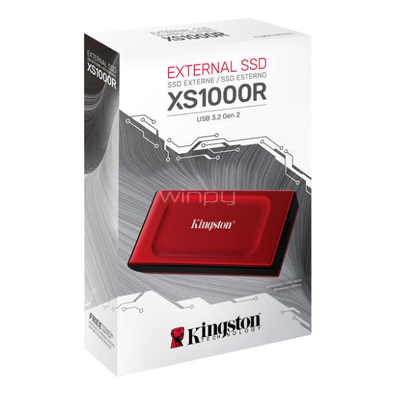 Disco Externo SSD Kingston XS1000R de 1TB (USB 3.2 Gen 2, Rojo)