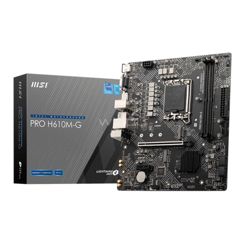Placa madre MSI PRO H610M-G DDR5 (LGA1700, 5600MHZ, M.2, MicroATX)