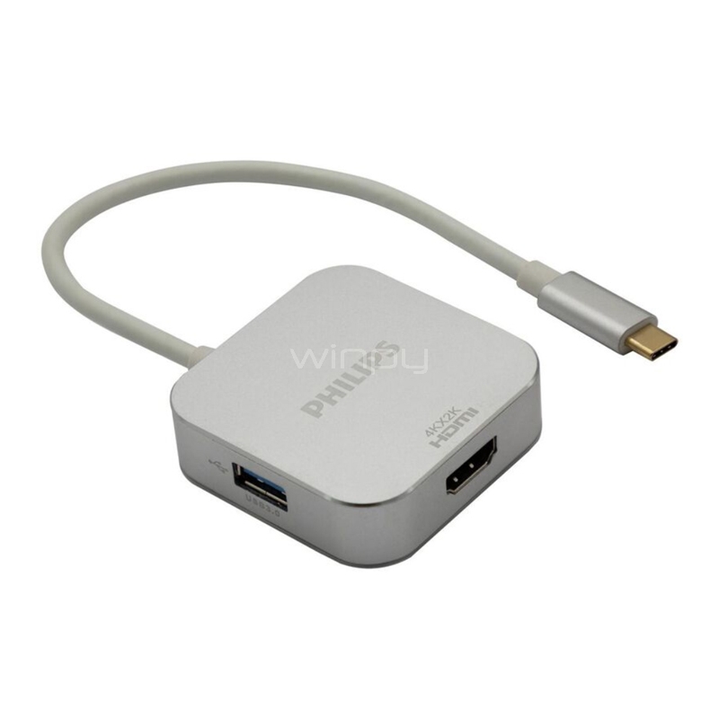 Adaptador Multipuerto HUB Philips DLK2310C/94 de USB-C (USB 3.0, HDMI, 4K ultra HD)