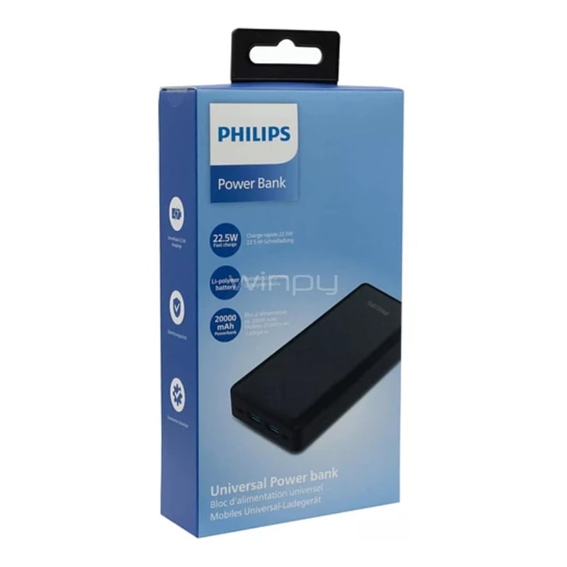 Batería Portátil Philips DLP8790HB/95 de 20.000mAh (22.5W, USB-C)