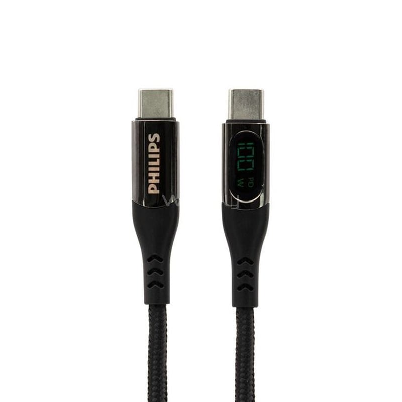Cable USB-C Philips con Pantalla (1.2 metros, Negro)