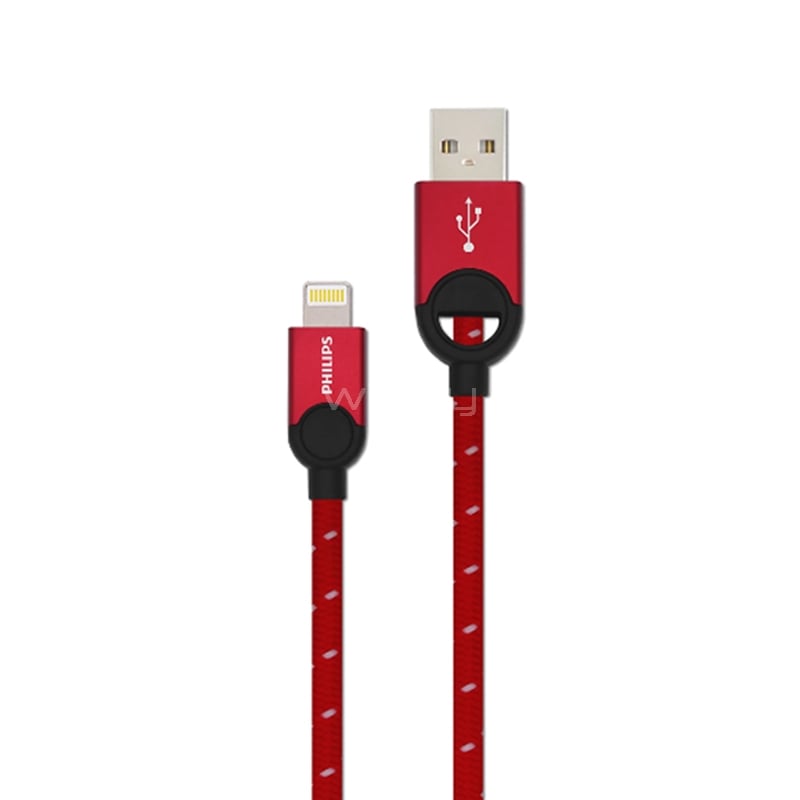 Cable Philips DLC2608B/97 de USB a Lightning (1.2 metros, Rojo)