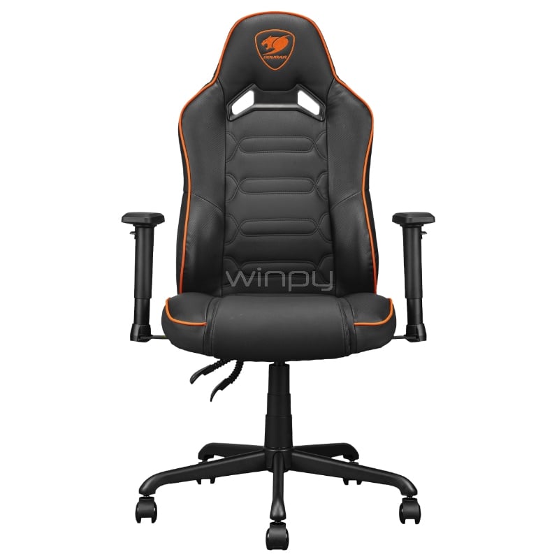Silla Gamer Cougar Fusion S (Cojín Lumbar, Ajustable, hasta 120Kg, Negro/Naranjo)