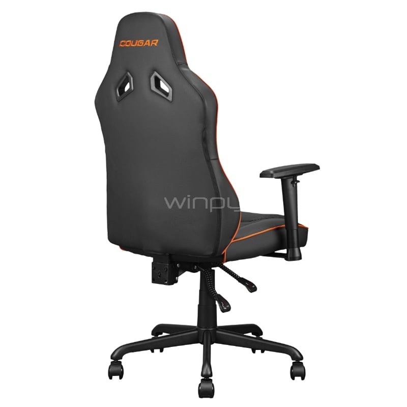 Silla Gamer Cougar Fusion S (Cojín Lumbar, Ajustable, hasta 120Kg, Negro/Naranjo)