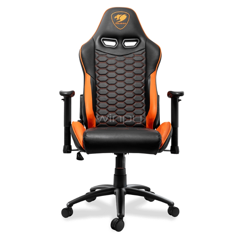 Silla Gamer Cougar OutRider (hasta 120Kg, Cojines x2, Reclinable, Negro/Naranjo)
