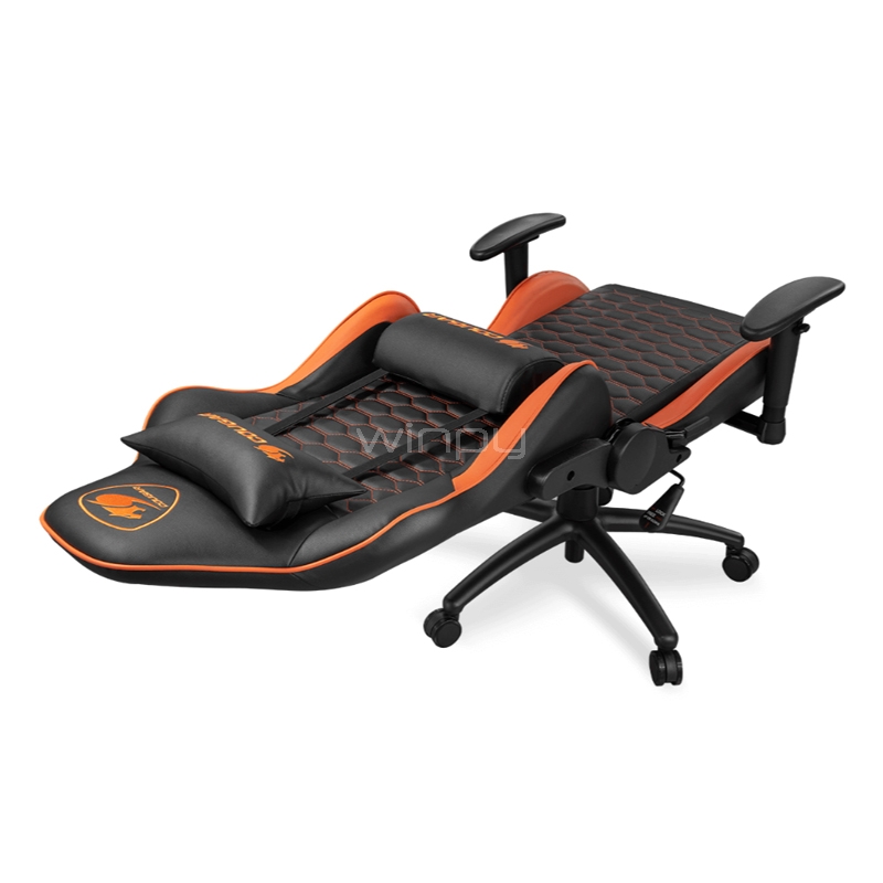 Silla Gamer Cougar OutRider (hasta 120Kg, Cojines x2, Reclinable, Negro/Naranjo)