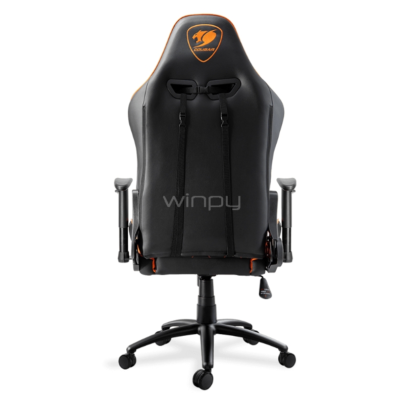 Silla Gamer Cougar OutRider (hasta 120Kg, Cojines x2, Reclinable, Negro/Naranjo)