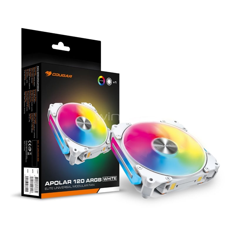 Ventilador Cougar Apolar 120 ARGB White (120mm, ARGB, 1600rpm, PWM)