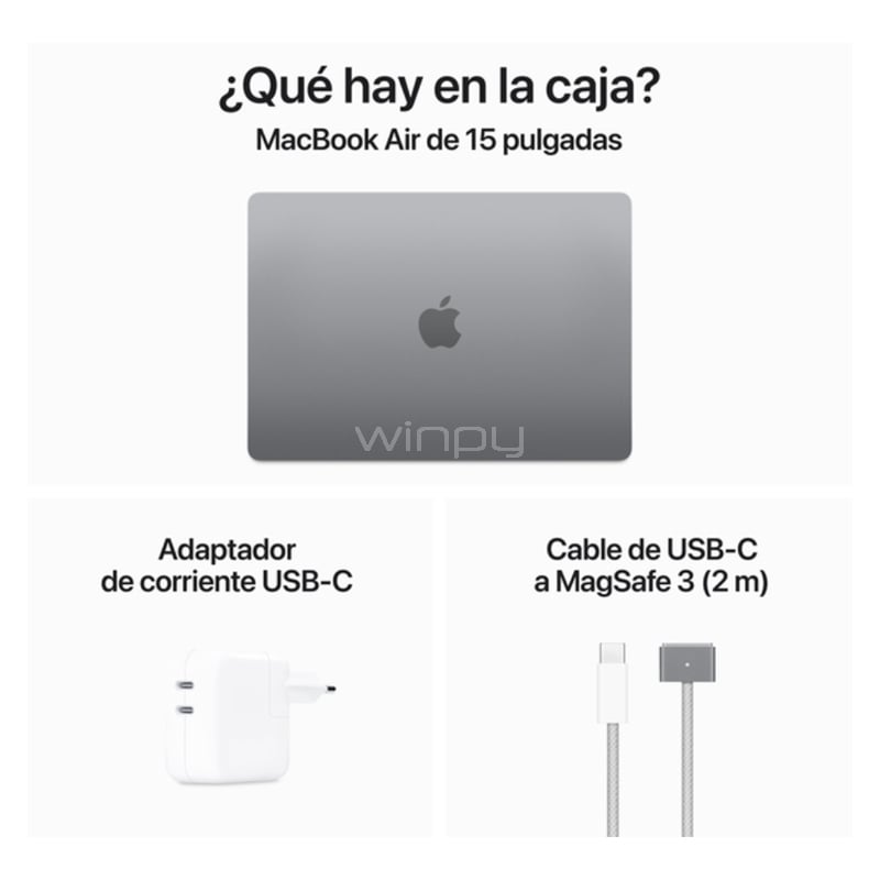 Apple MacBook Air de 15.3“ (Chip M3, 8GB RAM, 256GB SSD, Space Gray)