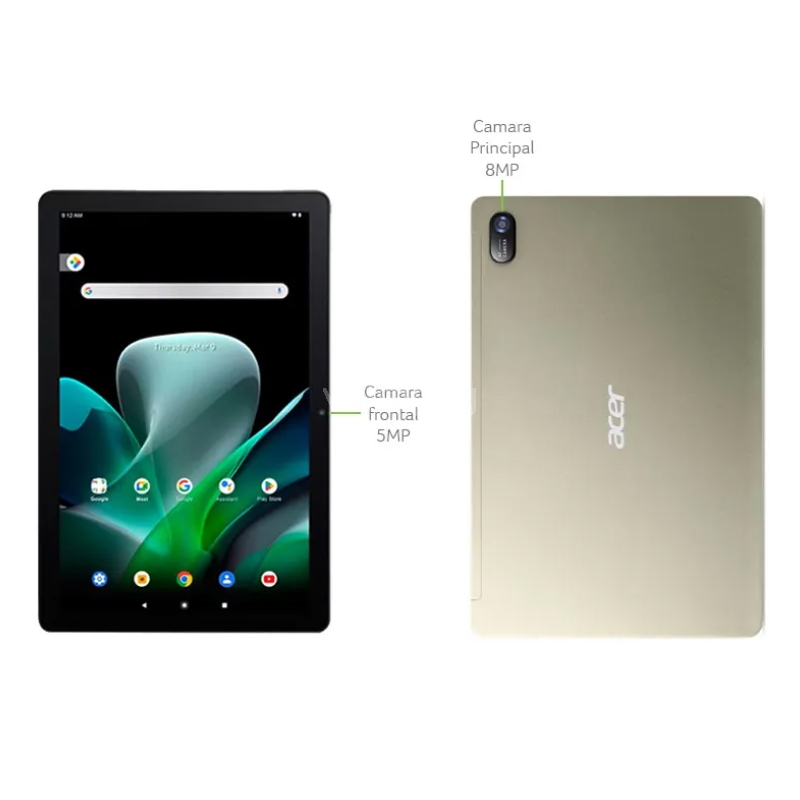 Tablet ACER Iconia TAB M10 de 10.1“ (OctaCore, 4GB RAM, 128GB Internos, Android 12, Champagne Grey)