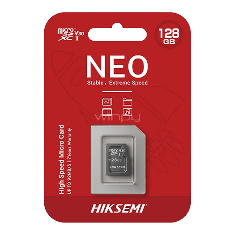 Tarjeta MicroSD Hiksemi TF NEO de 128GB (V30, hasta 92 MB/s)