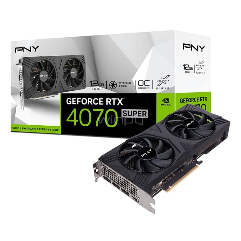 Tarjeta de Video PNY RTX 4070 SUPER OC de 12GB GDDR6X
