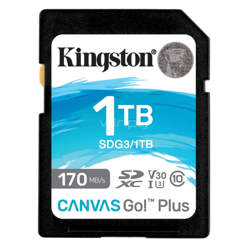 Tarjeta SD Kingston Canvas Go! Plus de 1TB (V30, UHS-I U3, Class10, Hasta 170 MB/s)