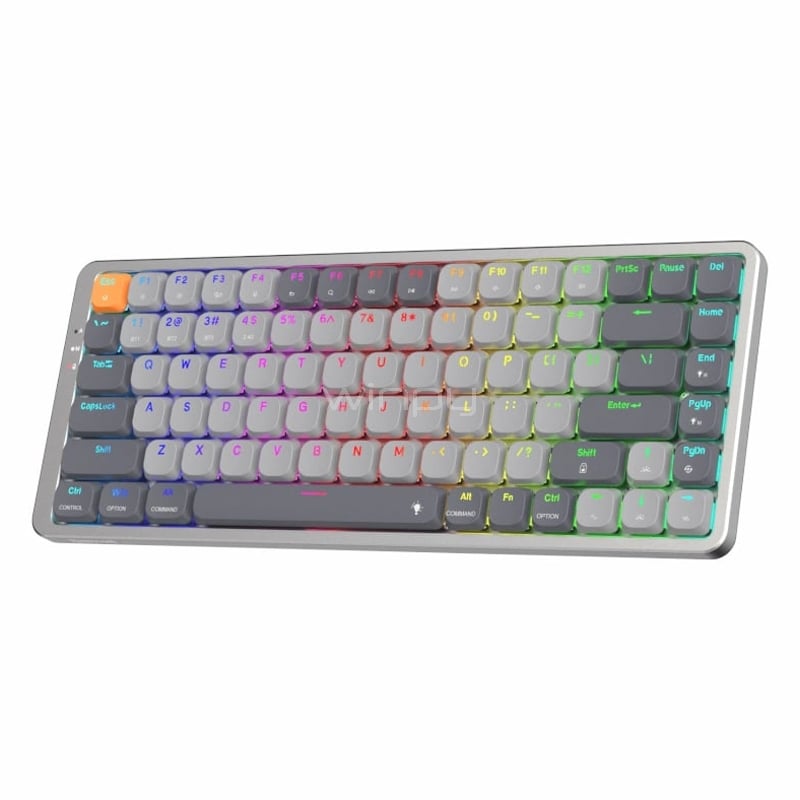 Teclado Mecánico Redragon Azure K652 (Bluetooth/ DongleUSB, 75%, Español, Gris)