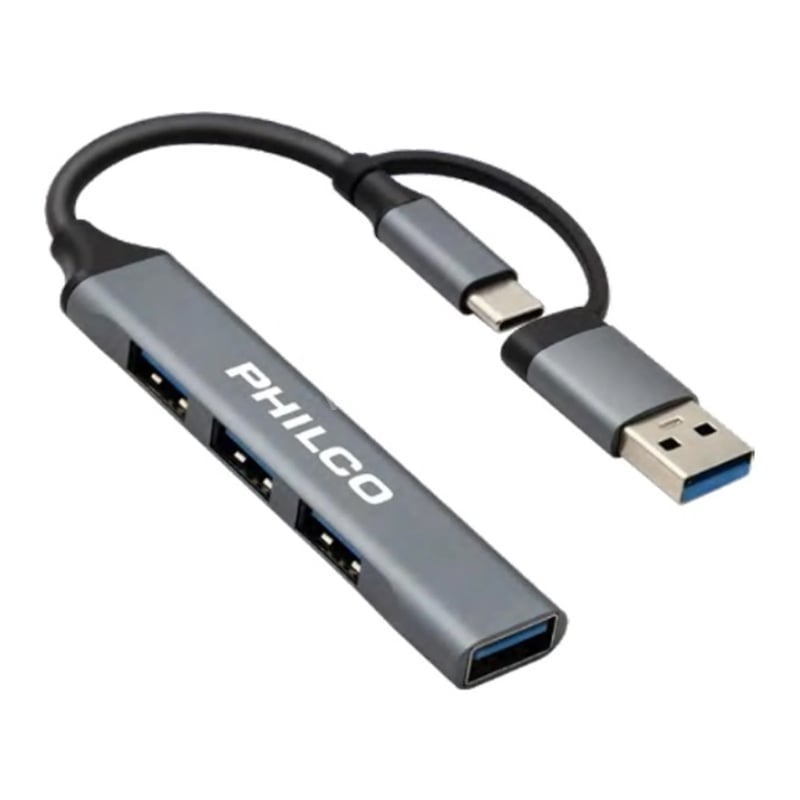 Adaptador Multipuerto Philco USB-C (USB 2.0 x3, USB 3.0 x1)