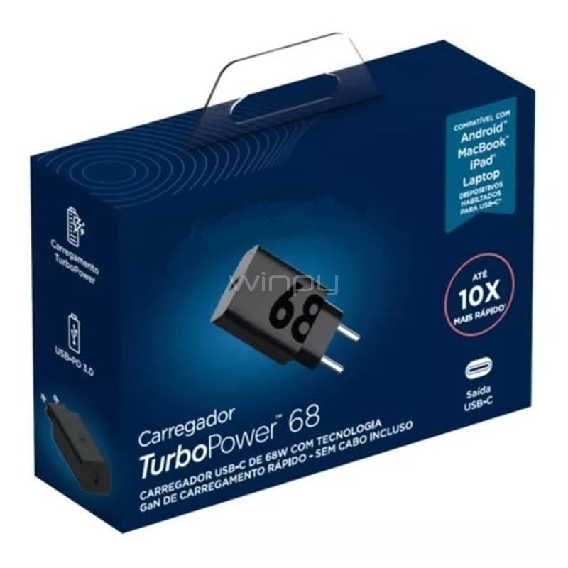 Cargador Motorola TurboPower 68 USB-C (68W, Incluye Cable, Tecnología GaN)