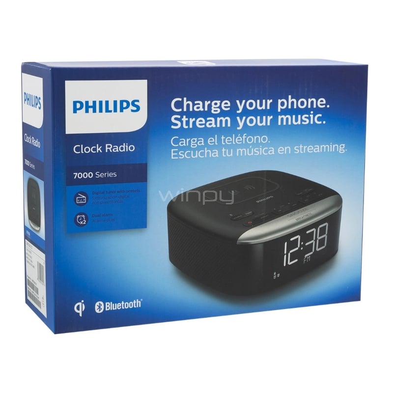 Reloj Despertador Philips TAR7606/37 (Bluetooth, FM, Carga Inalámbrica)