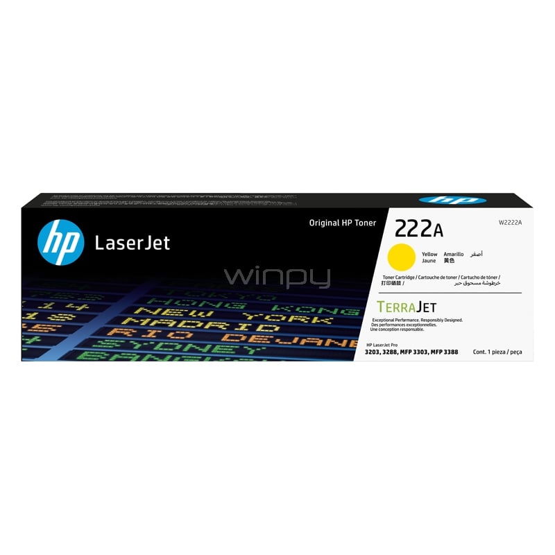 Tóner Original HP LaserJet 222A (Hasta 1200 páginas, Amarillo)