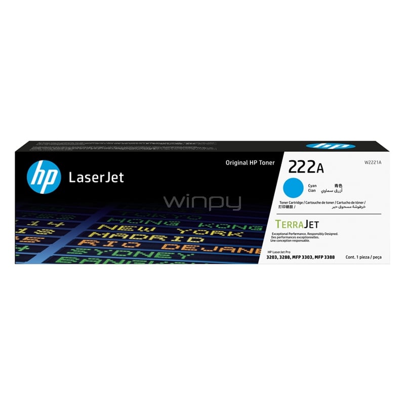 Tóner Original HP LaserJet 222A (Hasta 1200 páginas, Cian)
