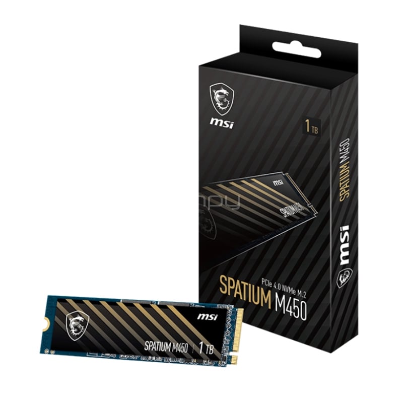 Unidad de Estado Sólido MSI SPATIUM M450 de 1TB (NVMe 4.0, M.2 2280, Hasta 3.600MB/s)