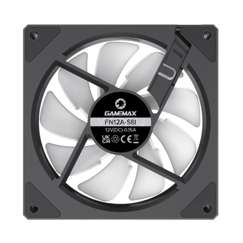 Ventilador GameMax FN12A-S8I ARGB (120mm, 1600rpm, PWM, Negro)