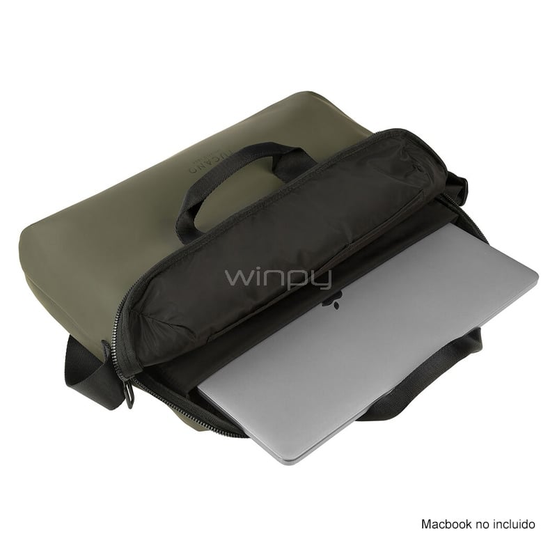 Bolso Tucano Gommo para Notebooks de 15.6“ (Correa Ajustable, Verde Militar)