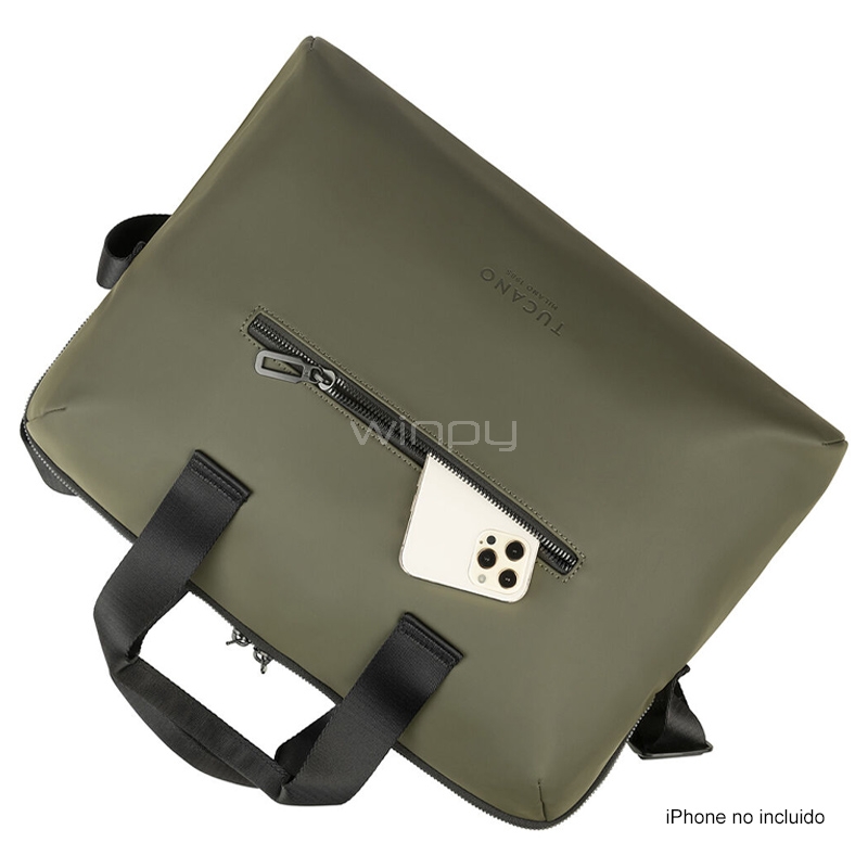 Bolso Tucano Gommo para Notebooks de 15.6“ (Correa Ajustable, Verde Militar)