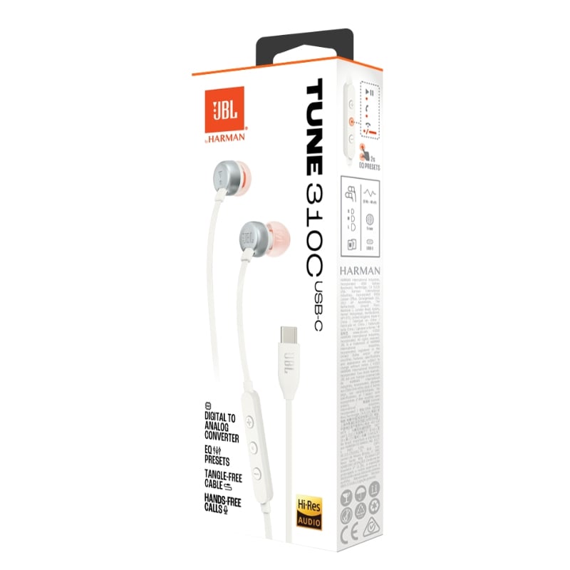 Audífonos JBL Tune 310C (USB-C, Pure Bass, Control EQ, Blanco)