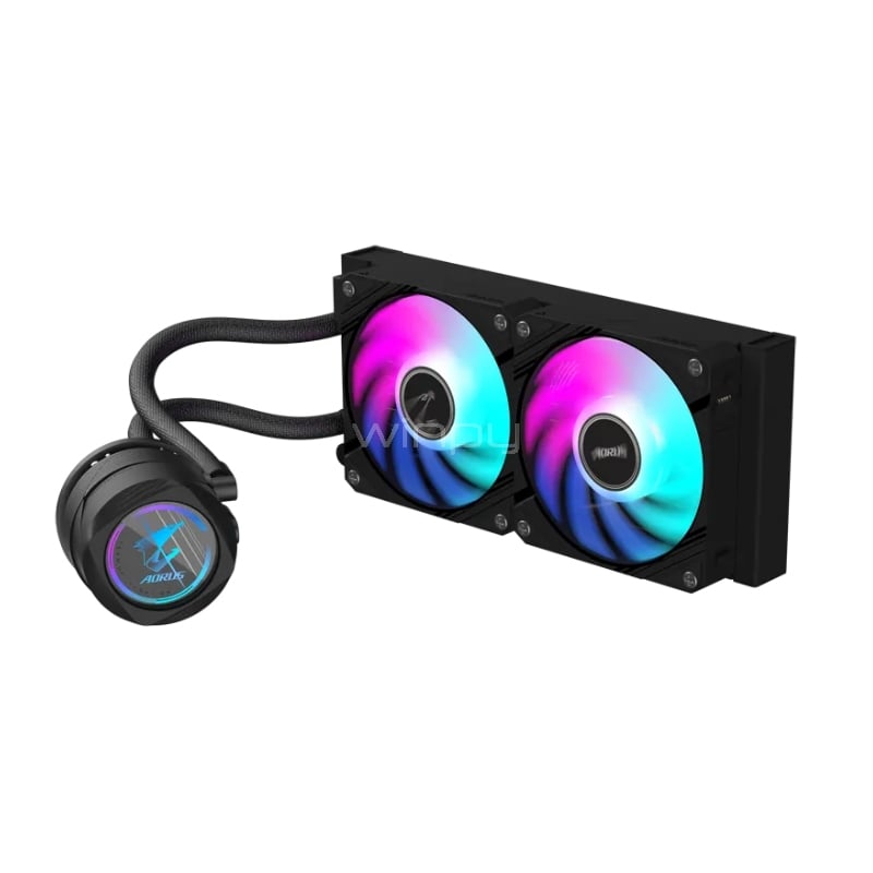 Refrigeración Líquida Gigabyte AORUS WATERFORCE II 240 (LGA1851/AM5, 120mm x2 ARGB, 2300rpm, Negro)