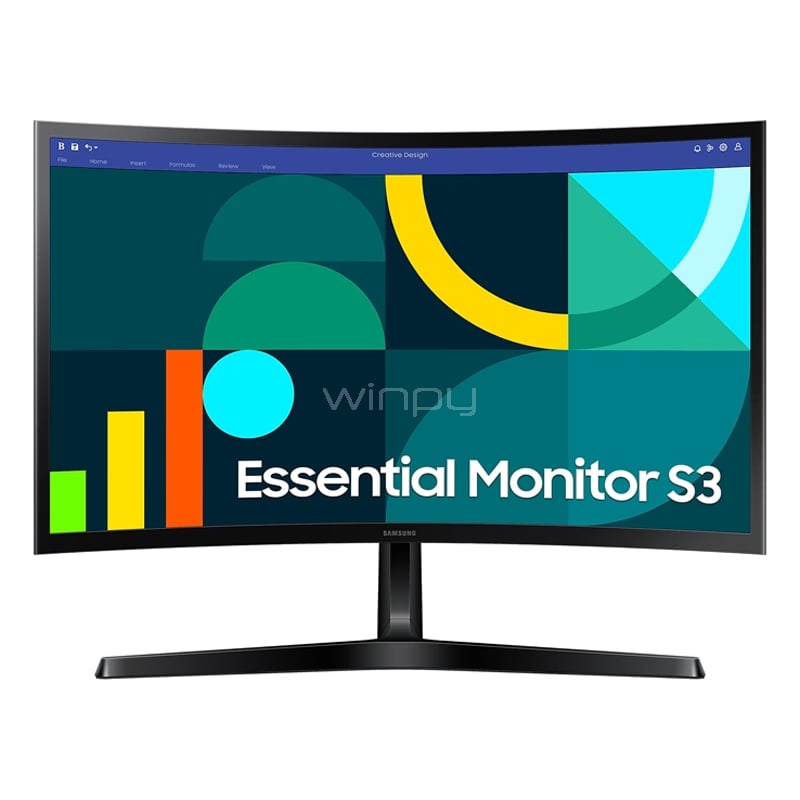 Monitor Samsung Essential S3 de 24“ Curvo (IPS, 100Hz, Full HD, HDMI+VGA, Vesa)