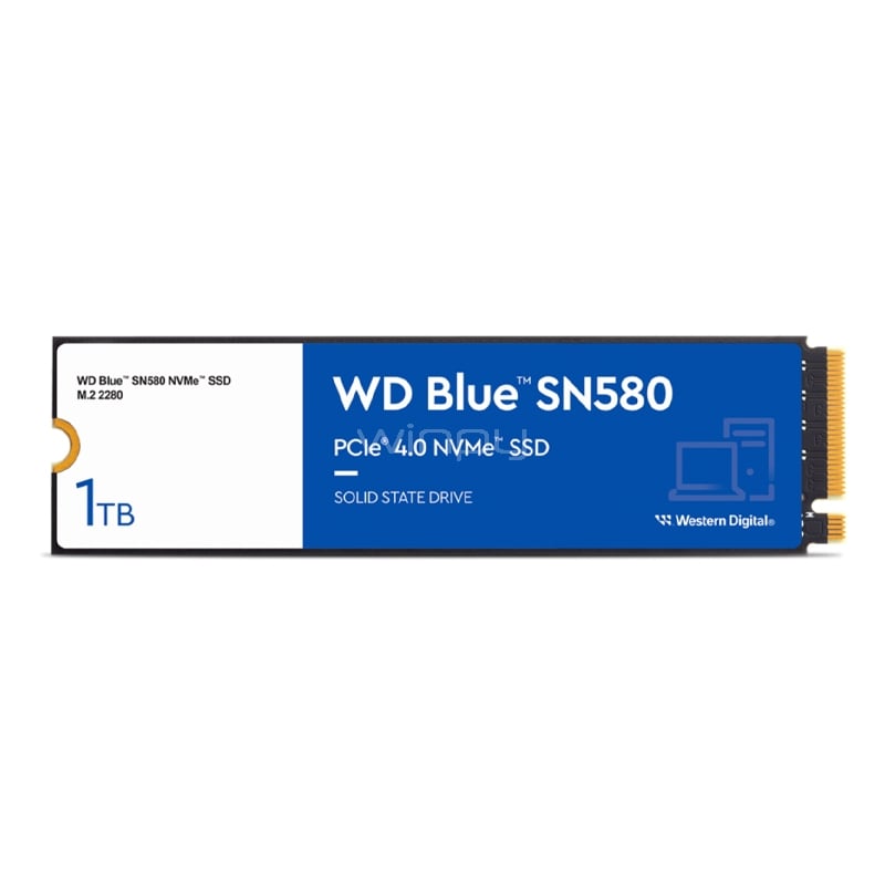Unidad de Estado Sólido Western Digital Blue SN580 de 1TB (NVMe 4.0, M.2 2280, Hasta 4150MB/s)