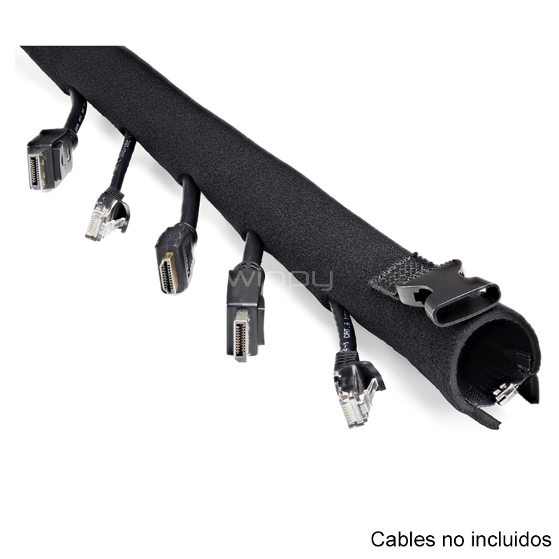 Manga Organizadora de Cables StarTech de 1m (Neopreno, Flexible, Negro)