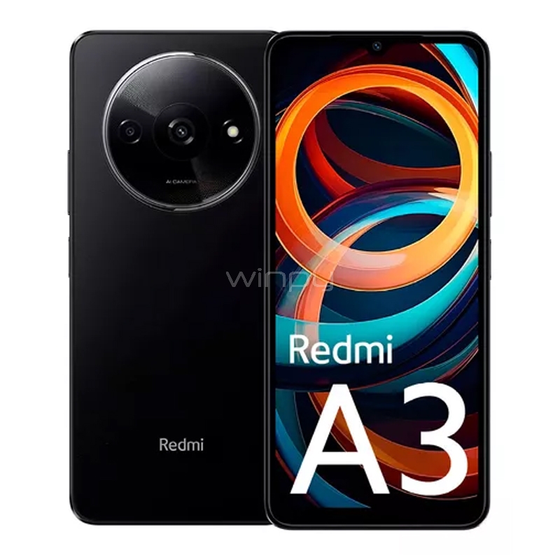 Celular Xiaomi Redmi A3 de 6.7“ (OctaCore, 4GB RAM, 128GB Internos, Midnight Black)